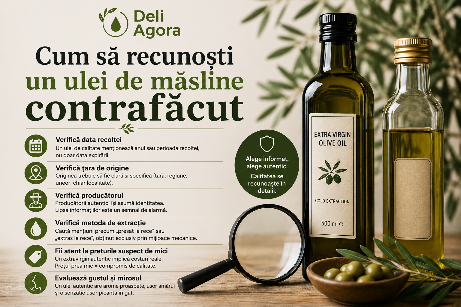 Cum recunoști un ulei de măsline fals? Ghid complet pentru a evita produsele contrafăcute