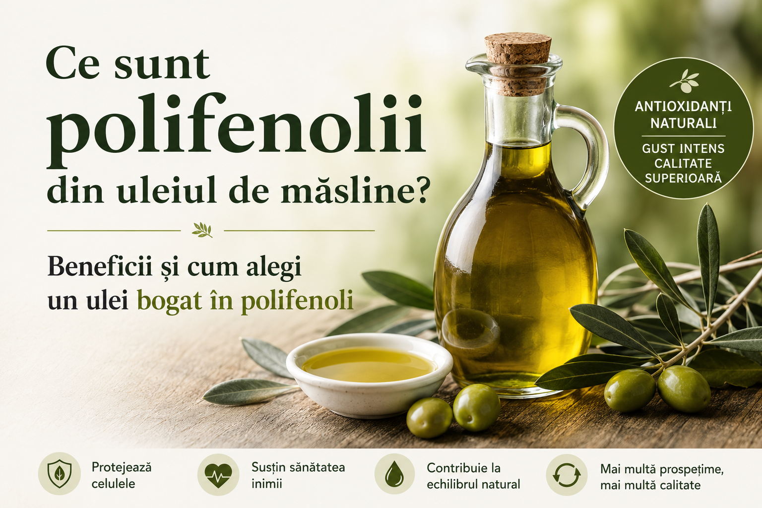 Ce sunt polifenolii din uleiul de măsline? Beneficii și cum alegi un ulei bogat în polifenoli