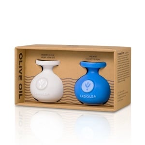 Set Oliviera ceramica: Ulei de măsline LADOLEA extravirgin organic și oțet balsamic organic