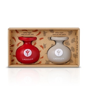 Ulei de măsline extravirgin cu chili și usturoi, cutie de 80 ml