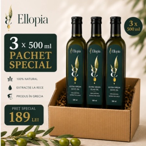 Pachet Ulei de masline extravirgin Ellopia - Oferta 3x500ml