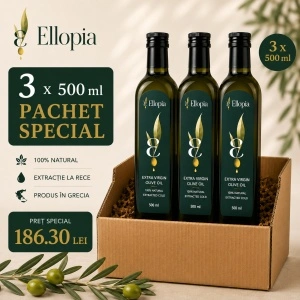 Pachet Ulei de masline extravirgin Ellopia - Oferta 3x500ml