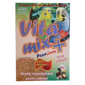 Hrana vitaminizata pentru perusi, Vitamix premium cu ou si fructe, cutie 400 gr