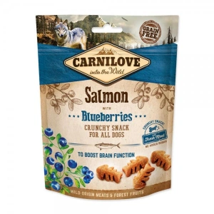 Recompense pentru caini Carnilove Crunchy Snack cu Somon si Afine, 200 gr