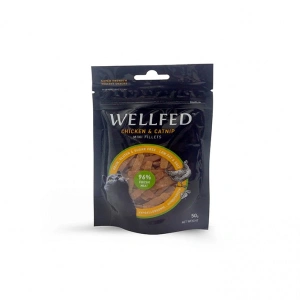 Recompense pentru pisici WellFed, monoproteice, hipoalergenice, cu file de pui si iarba pisicii 50g