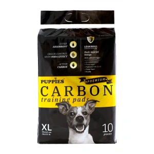 Set covorase absorbante cu benzi adezive, Puppies Premium Carbon XL, 90x60 cm, 10 buc