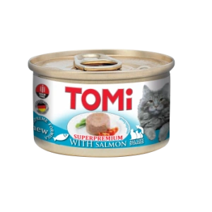 Hrana umeda pentru pisici, Tomi, Somon, SuperPremium, Grain Free, conserva 85 g