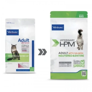 Hrana uscata pentru pisici adulte, Virbac HPM Neutred Entired cu somon 3 kg