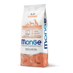 Monge Natural Superpremium Monoprotein Puppy & Junior All Breeds - Somon si Orez - 12kg