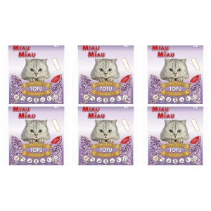 Pachet 6 x Nisip pentru pisici MIAU MIAU Tofu LAVANDA 6L