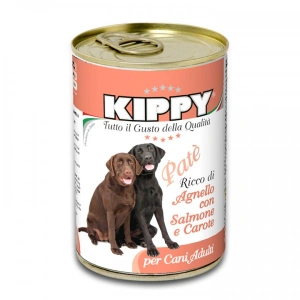Pate Kippy dog, cu miel, somon si morcov, 400g