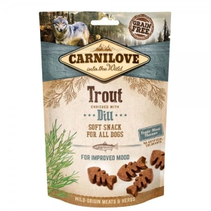 Recompense pentru caini Carnilove Semi Moist cu Pastrav si Marar, 200 gr