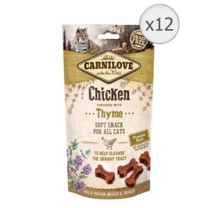 Recompense pentru pisici Carnilove Semi-Moist, Pui si Cimbru, 12x50g