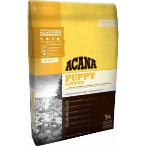 Acana Puppy Junior Medium 17 kg + Recompense pentru caini, monoproteice, Acana, cu ficat de pasare 100g