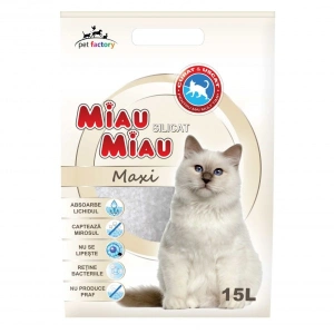 Asternut igienic pentru pisici Miau-Miau, Silicat, 15L