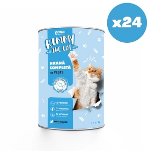 Bax 24 Conserve Pentru Pisici, Kimmy, Cu Peste, 415 Gr