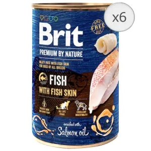 Bax 6 conserve Brit Premium by Nature Fish with Fish Skin 400 g