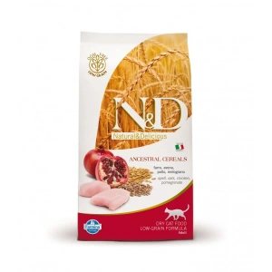 N&D Low Grain Adult Cat Pui si Rodie 10 kg + cadou 1 x ulei somon salbatic Nutrivet 250 ml