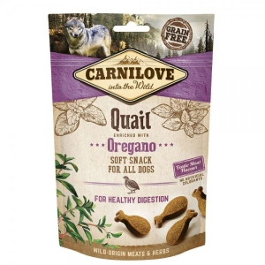 Recompense pentru caini Carnilove Semi Moist cu Prepelita si Oregano, 200 g