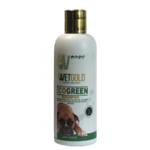 Sampon Vetgold Ecogreen, cu ceai verde, castravete, Aloe Vera, saruri de la Marea Moarta, pentru caini si pisici, 250 ml