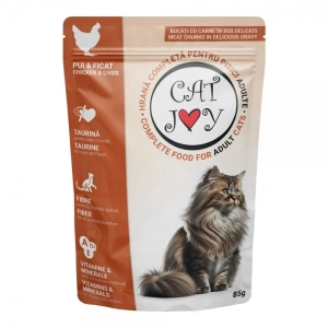 24 x CAT JOY Adult Pui si Ficat in Sos, plic 85 gr - Img 2