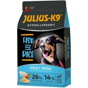 Hrana uscata super-premium, Julius K9 Adult - hipoalergenica - Peste si Orez - 12kg