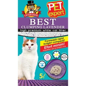 Nisip litiera pisici, Pet Expert, Clumping, Lavanda, Bentonita, 5 L