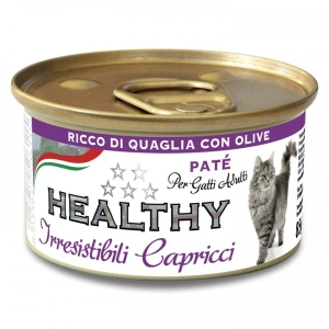 oferta 5+1 x Pate Pisica, Healthy Irresistibili, cu prepelita si masline, 85g