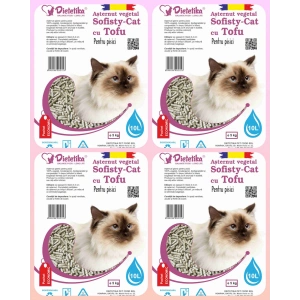 Pachet economic: 4 x Asternut vegetal pentru pisici, Sofisty-Cat cu Tofu, 10L