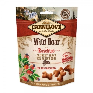 Recompense pentru caini Carnilove Crunchy Snack cu Mistret si Macese, 200 gr