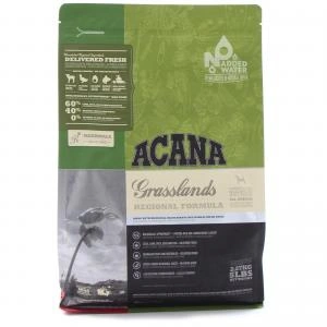 Acana Dog Grasslands 11,4 kg + Recompense pentru caini, monoproteice, Acana, cu ficat de pasare 100g