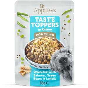 Applaws Dog Toppers, Peste Alb, Somon si Legume in sos, plic 85 g