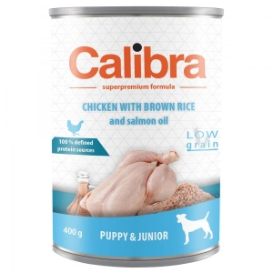 Hrana umeda pentru caini, Calibra Junior, Pui cu Orez Brun, 400g