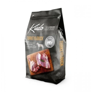 Kudo Adult Mediu-Maxi - Hrana uscata, presata la rece - Curcan si Rata - 12kg + cadou Kudo Carne Rosie si Legume - 3kg