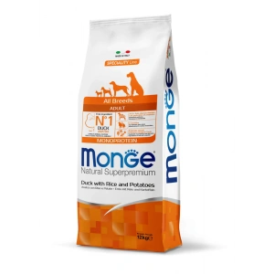 Monge Natural Superpremium Monoprotein Adult All Breeds - Rata si Orez - 12kg