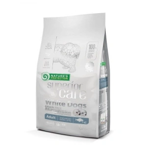 Natures Protection Superior Care White Dogs Grain Free White Fish Adult Small&Mini Breeds 10 Kg + plus cadou Nature's Protections White Dogs, Wellness Soup cu Ton si Somon, conserva 140 ml