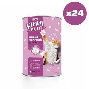 Bax 24 Conserve Pentru Pisici, Kimmy, Cu Ficat , 415 Gr