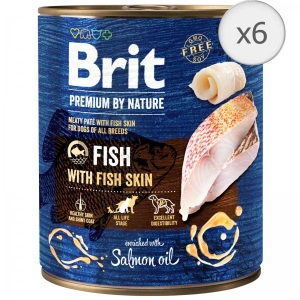 Bax 6 conserve Brit Premium by Nature Fish with Fish Skin 800 g