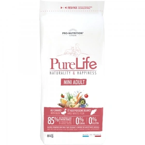 Flatazor Pure Life Mini Adult cu carne de rata si peste alb, 8 kg