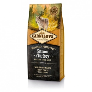 Hrana uscata pentru caini Carnilove, Adult, Talie mare, Somon & Curcan, 12 Kg