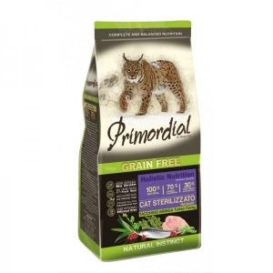 Hrana uscata pentru pisici Primordial Grain Free Sterilised Curcan Hering 6 kg