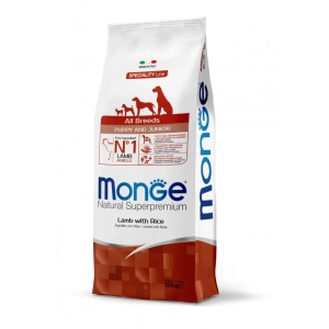 Monge Natural Superpremium Puppy & Junior All Breeds - Miel si Orez - 12kg
