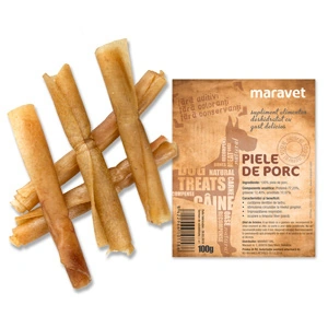 Recompensa pentru caini, rulou piele de porc, 100 g