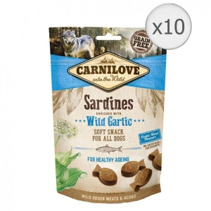 Recompense pentru caini Carnilove Semi-Moist, Sardine si Leurda, 10x200g
