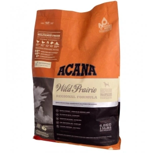 Acana Dog Wild Prairie 11.4 kg + Recompense pentru caini, monoproteice, Acana, cu ficat de pasare 100g