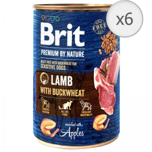 Bax 6 conserve Brit Premium by Nature Lamb with Buckwheat 400 g