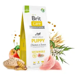 Brit Care Dog Sustainable Puppy, Chicken & Insect, 12 kg + 3 kg