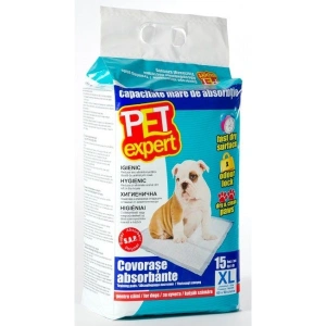 Covorase absorbante Pet Expert, cu benzi adezive, XL, 60x90 cm, 15 buc