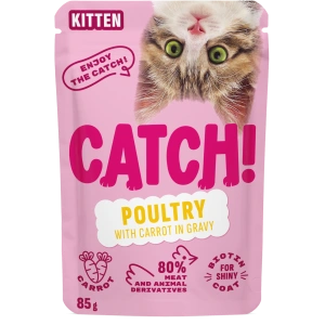 Hrana Umeda pentru Pisici CATCH KITTEN cu Pasare si Morcov, plic 85g