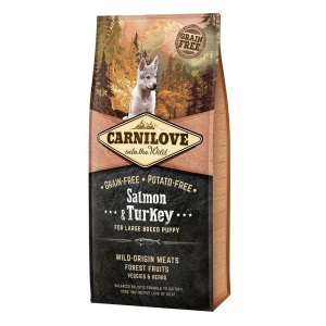 Hrana uscata pentru caini Carnilove, Puppies, Somon & Curcan, 12 Kg